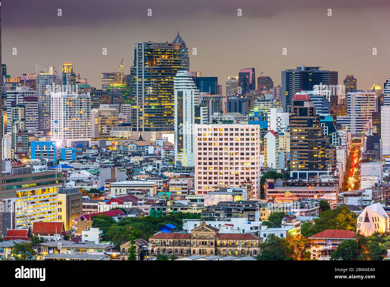 Bangkok, Thailand cityscape at dusk. Stock Photo