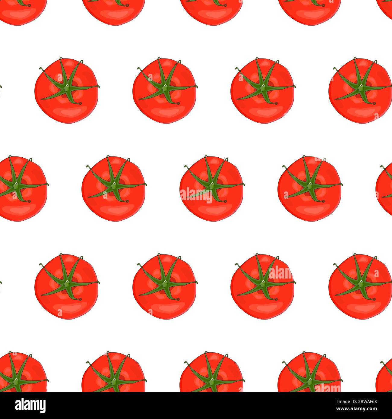 Tomatoes seamless pattern isolated on white background. Backdrop with fresh cherry tomatoes. Vegetables background for packing. Vector illustration Stock Vector