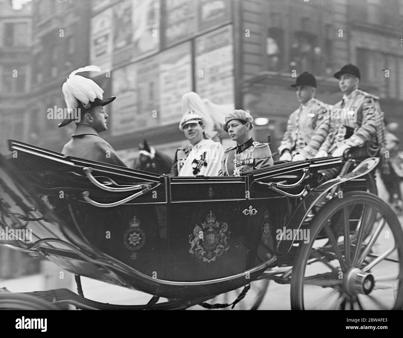 King Carol and Crown Prince Michael en route for the Guildhall 16 November 1938 Stock Photo