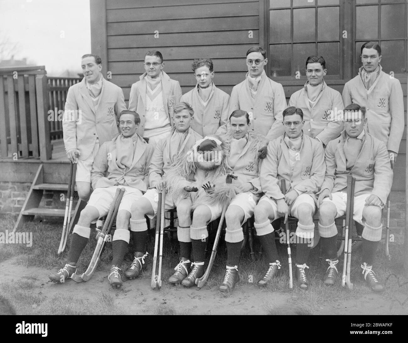 Varsity hockey at Beckenham , Oxford versus Cambridge , The Cambridge team 16 February 1935 Stock Photo