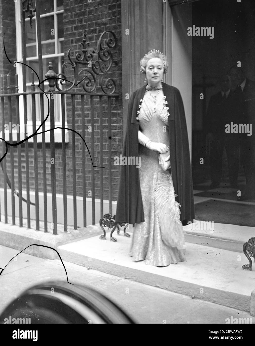 The State Opening Of Parliament Mrs Neville Chamberlain Wife Of The Prime Minister Poses On The Steps 8 November 1938 Stock Photo Alamy