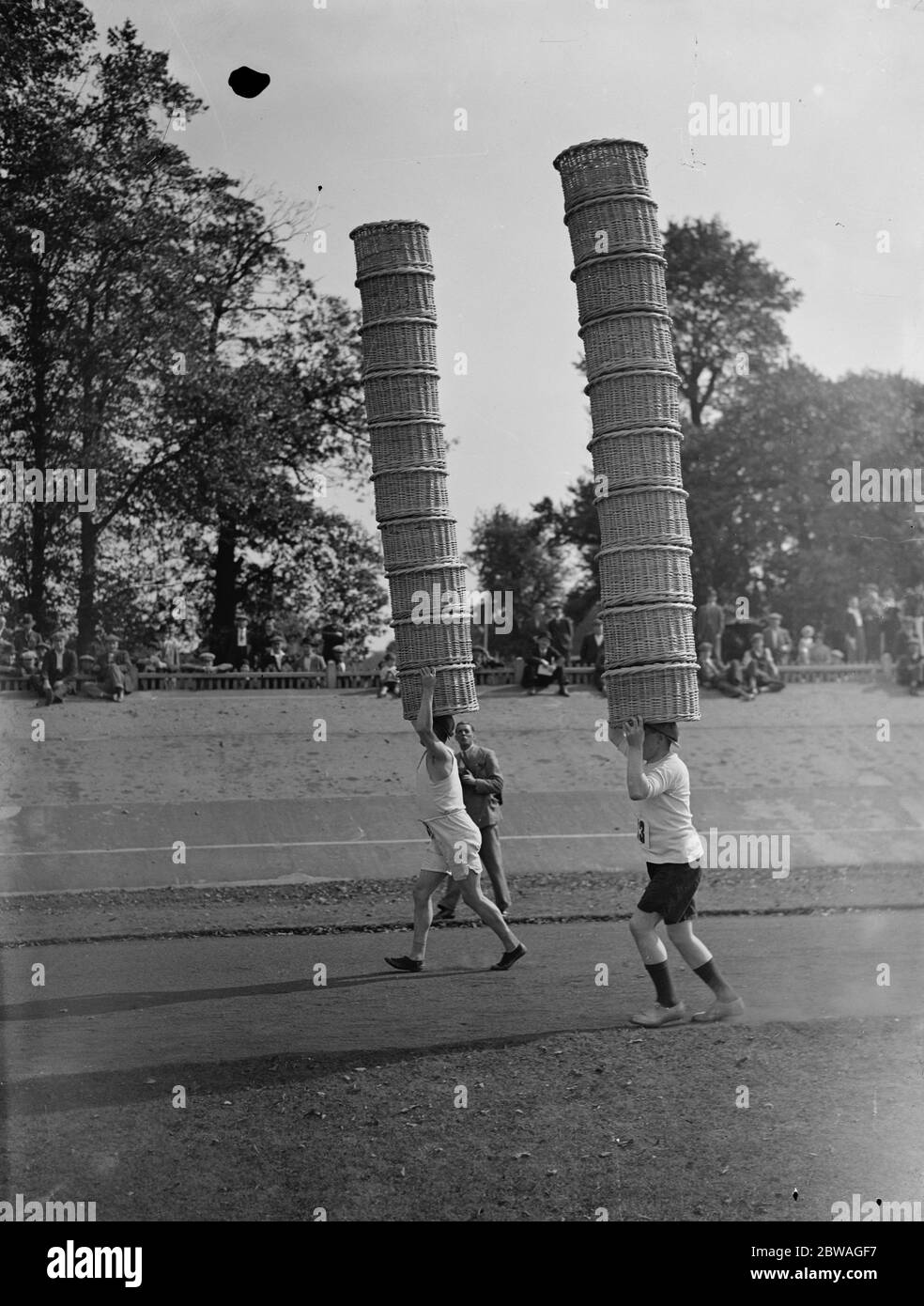 Incidents during the basket carrying contests during the Borough Market sports at Herne Hill . Stock Photo