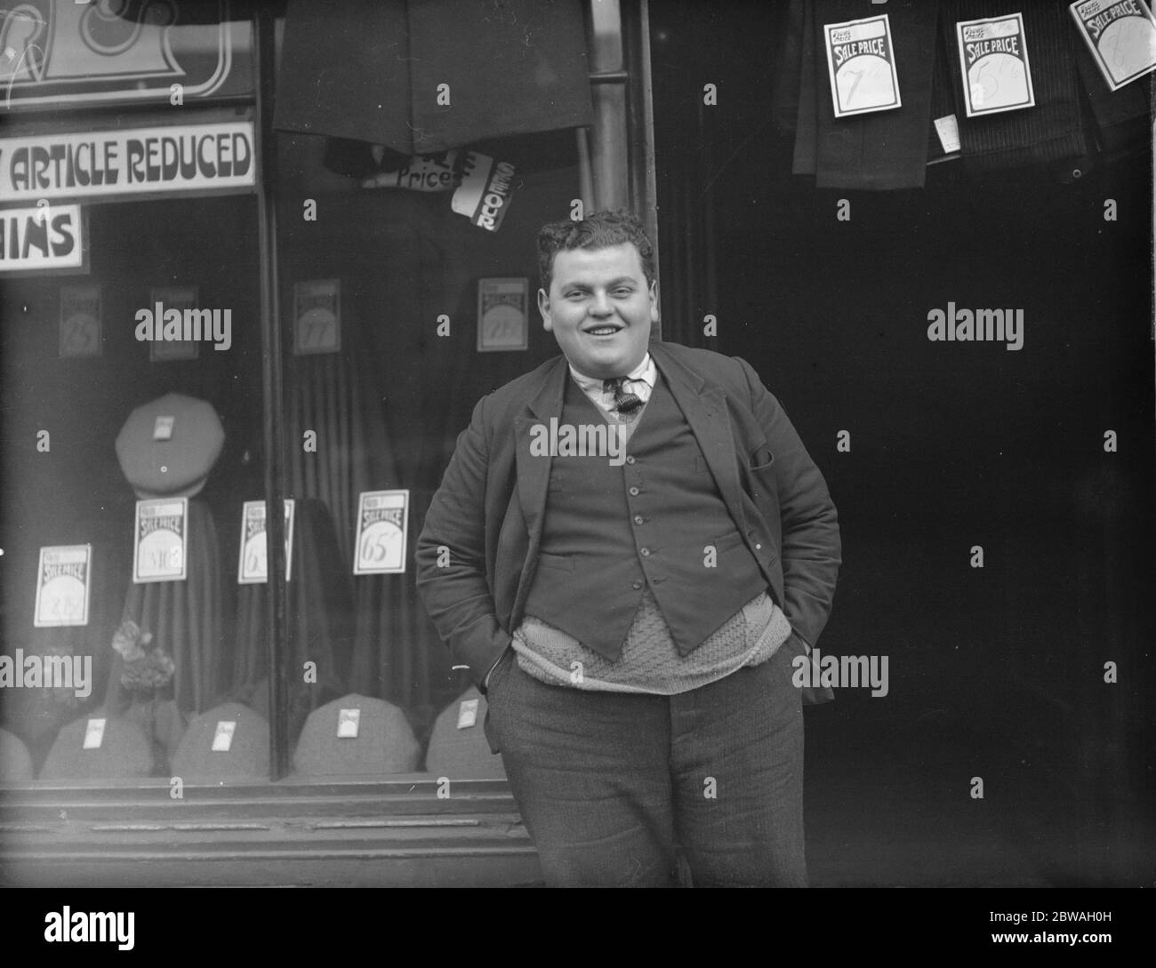 The Fat boy of Poplar , London . Bertie Walters , 17 years of age , weighs 18 stone . He is leaving for America where he hopes to become a screen star . Stock Photo