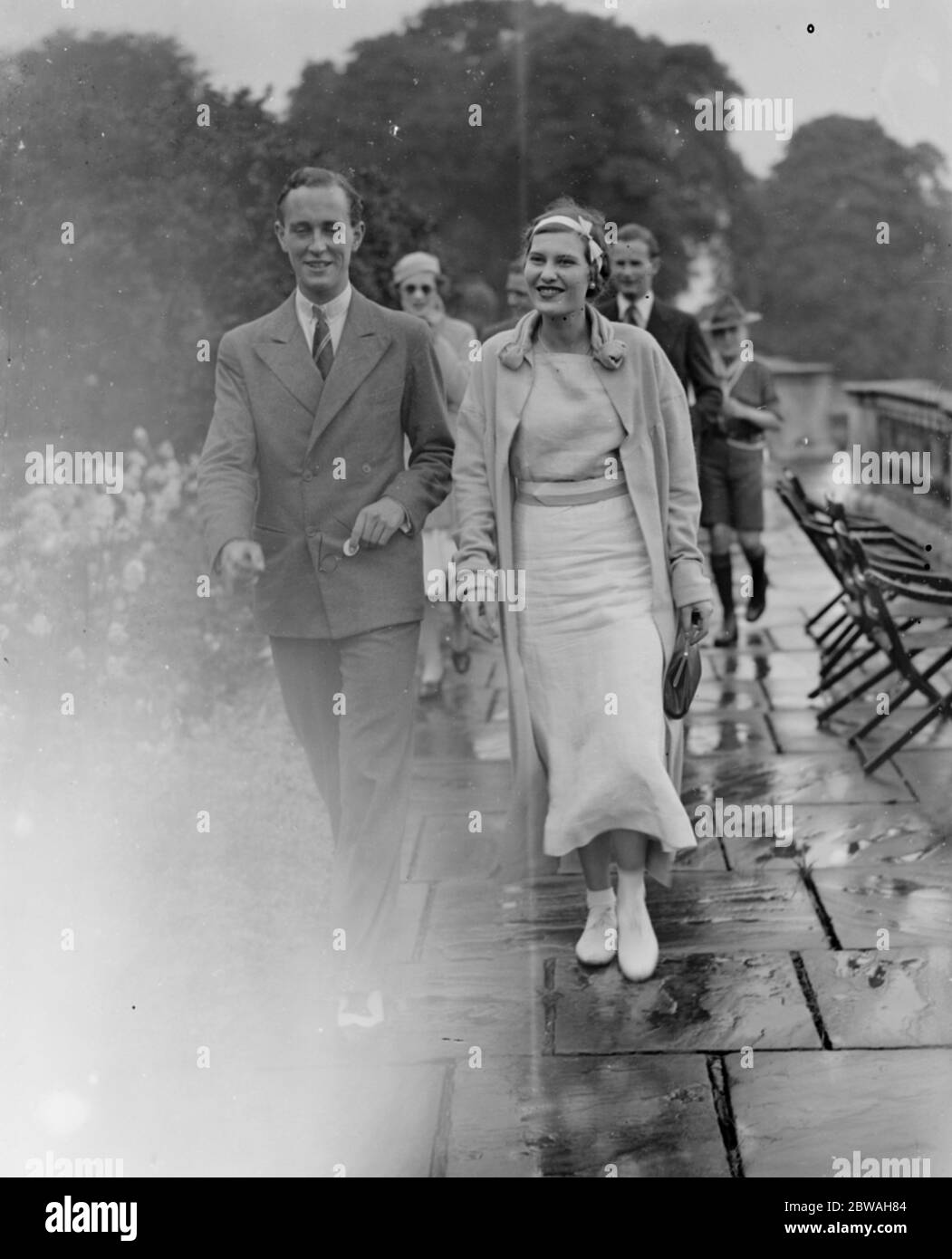 Lady Crossfield ' s tennis club party at Highgate Mr Graves and Miss Livia Paravicini 1933 Stock Photo