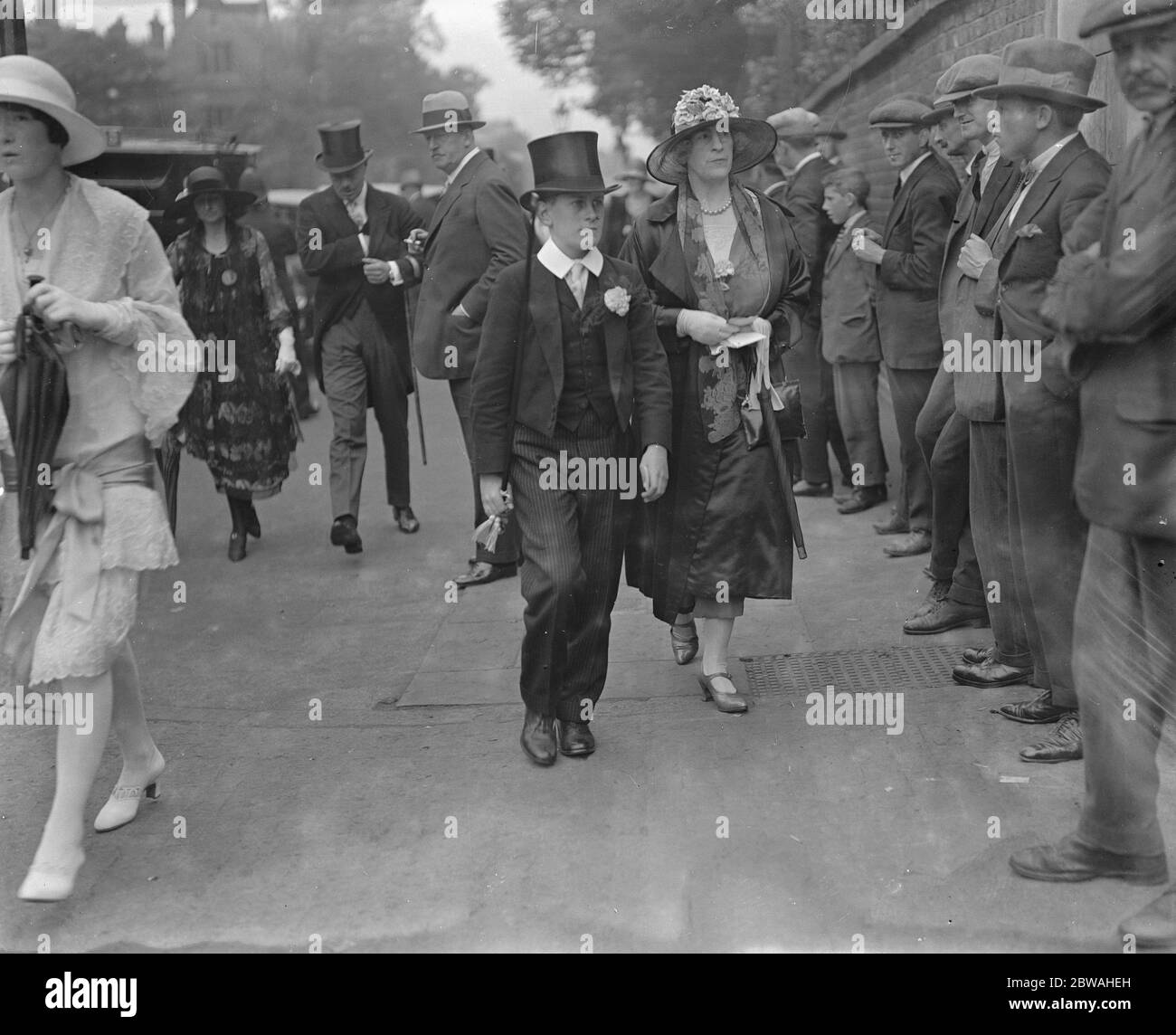 Eton versus Harrow cricket at Lord's Cricket Ground Lady Baring and her son 9 July 1926 Stock Photo