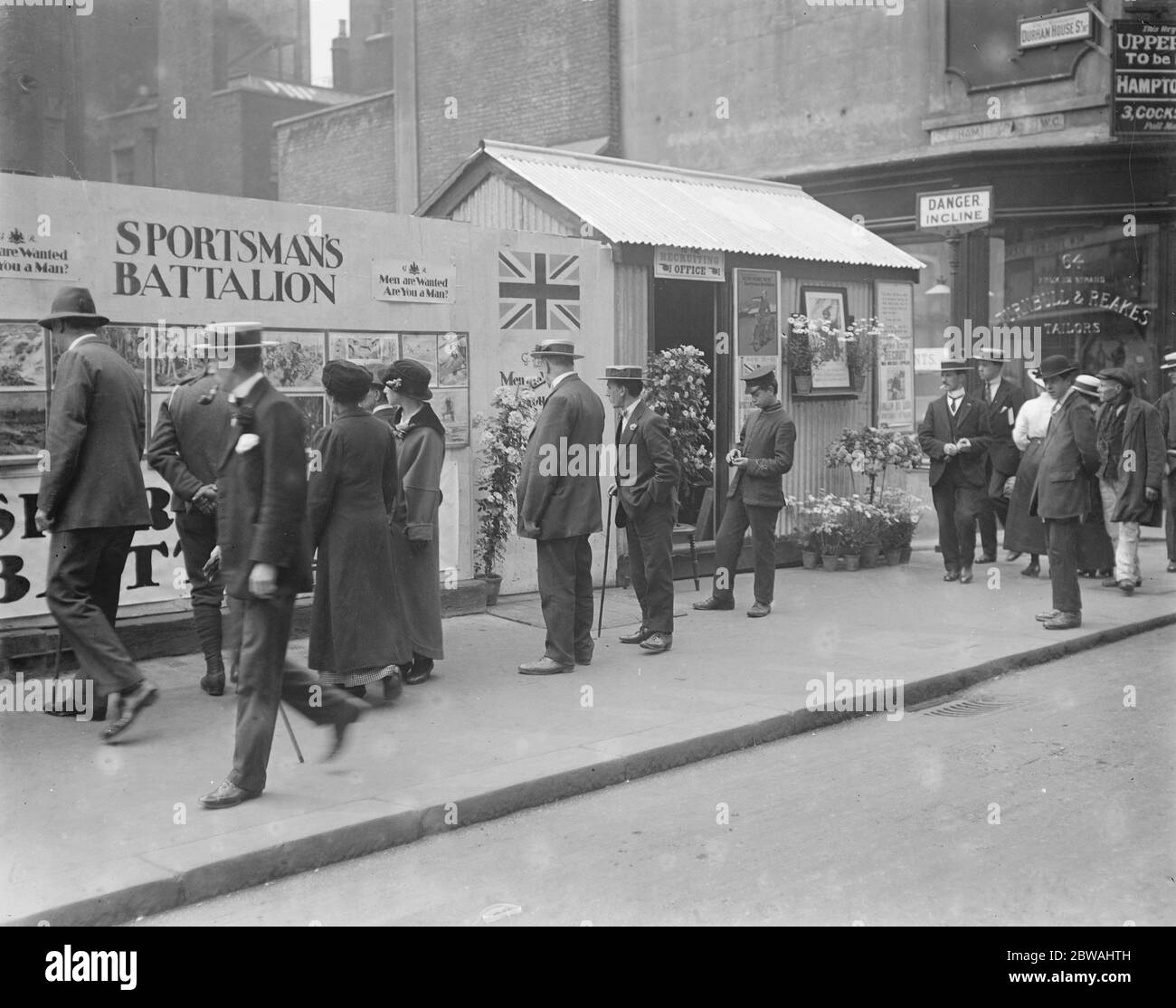 Sportsmen Battalion recruiting office stand Stock Photo