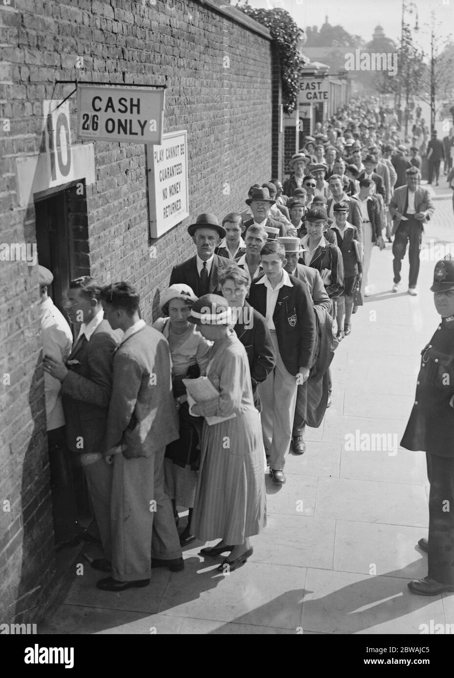 England versus South Africa test match at Lords . Part of the queue , that began to fork at 8.30 am . 29 June 1935 Stock Photo