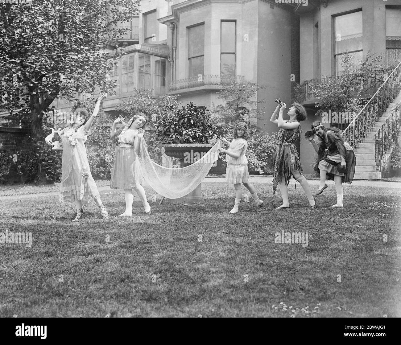 Miss Helen May holds her dancing classes in the garden of her London house Stock Photo