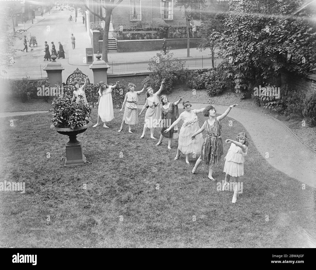 Miss Helen May holds her dancing classes in the garden of her London house Stock Photo