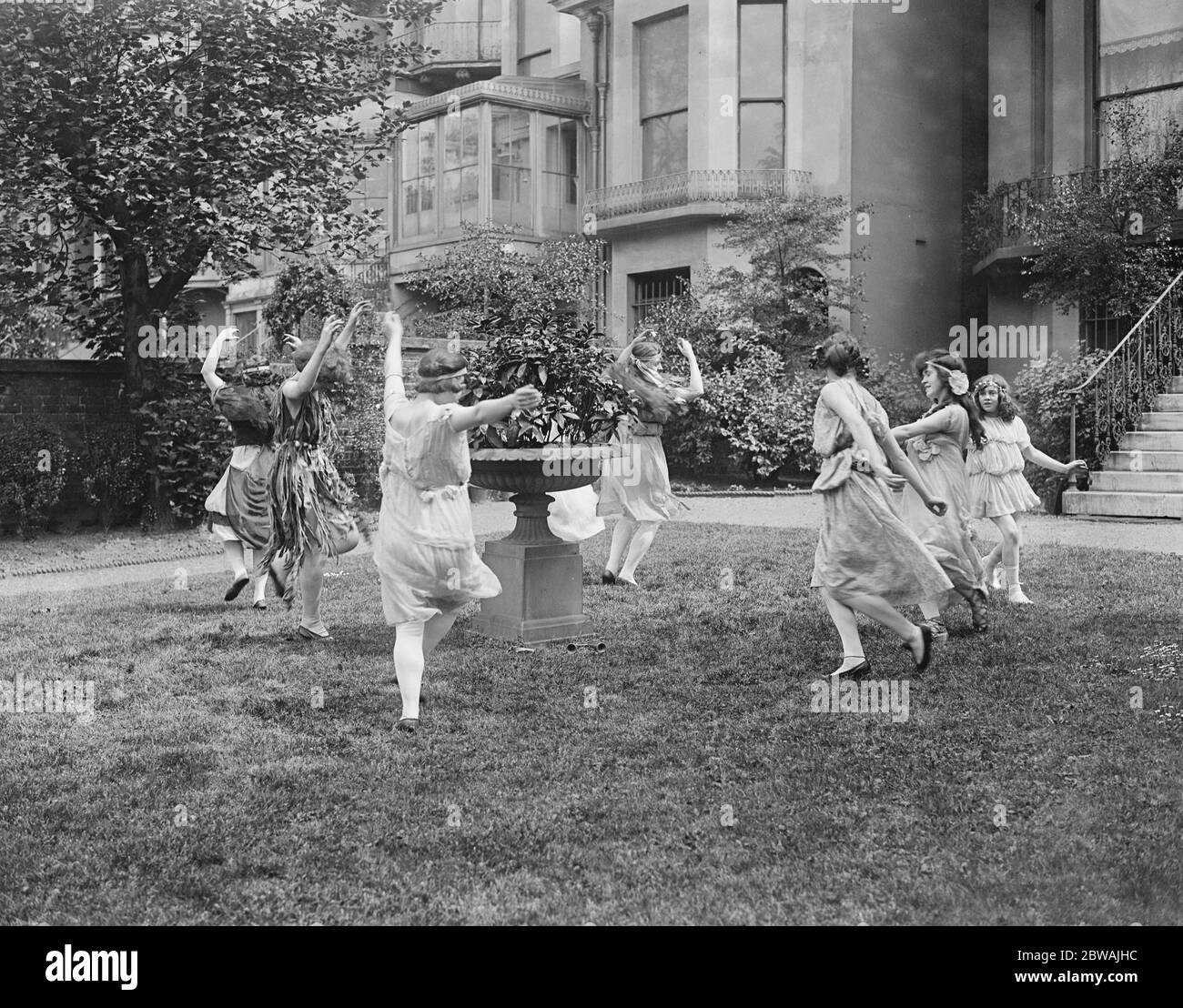 Miss Helen May holds her dancing classes in the garden of her London house Stock Photo