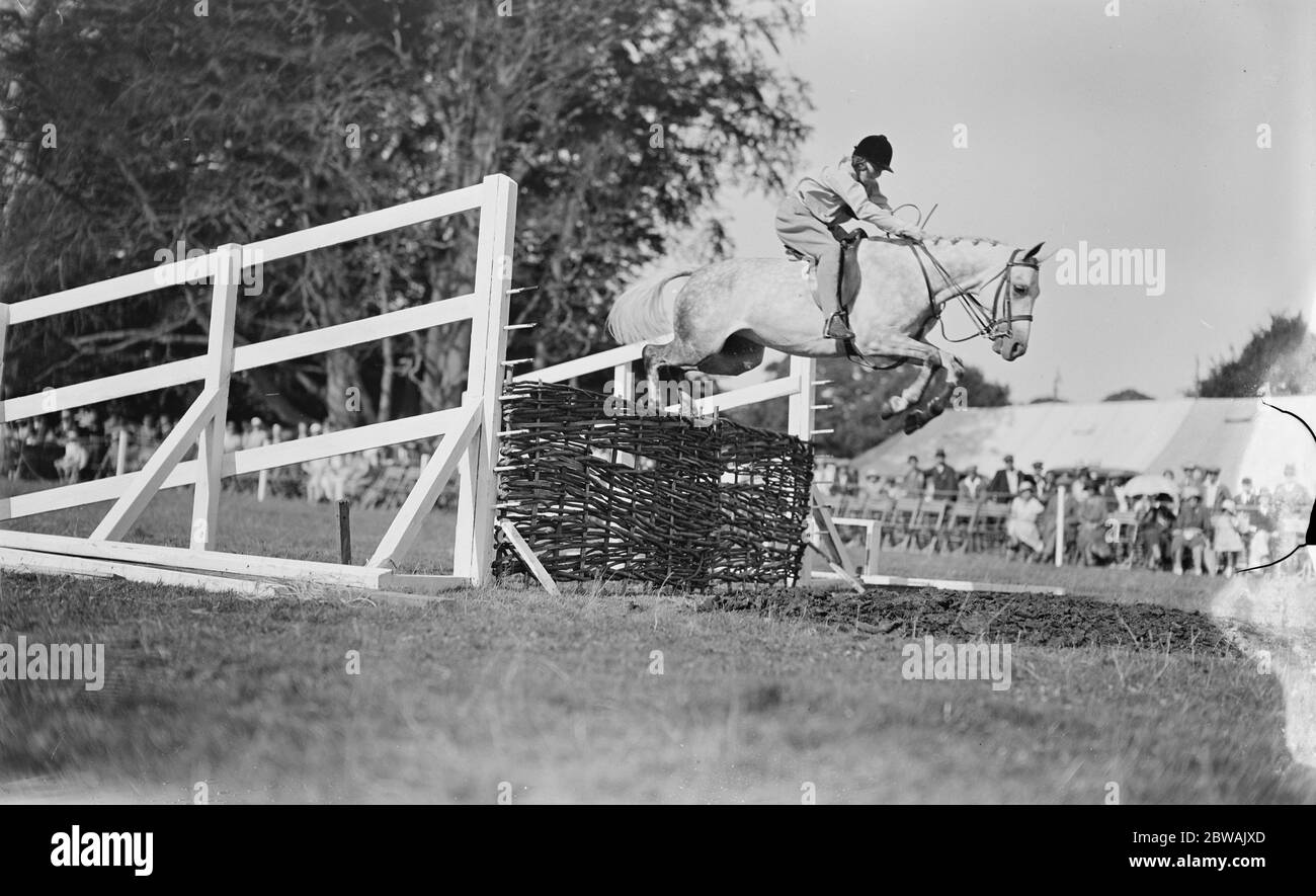New Forest show at Totton Hon Pamela Digby in the childrens jumping class 1933 Stock Photo