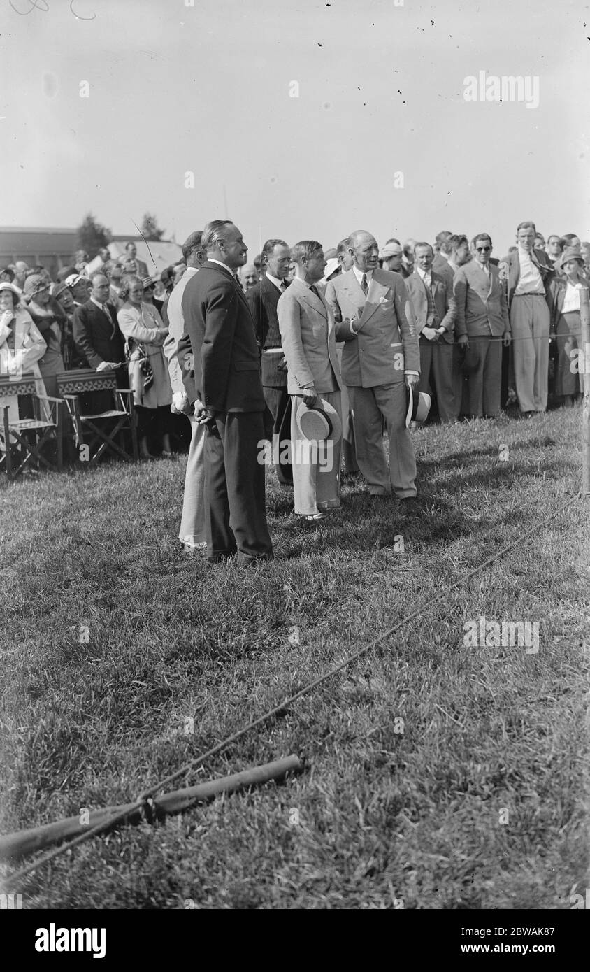 Guild of air pilots and navigators display at Brooklands The Prince of Wales with the sun straw hat and glasses 20 May 1933 Stock Photo