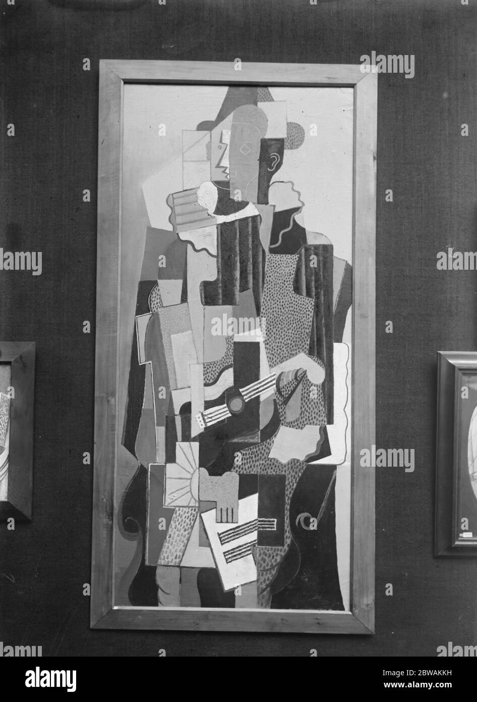 Exhibition of Cubist picture by Pablo Picasso at the Leicester Galleries ' Harlequin ' 12 January 1921 Stock Photo