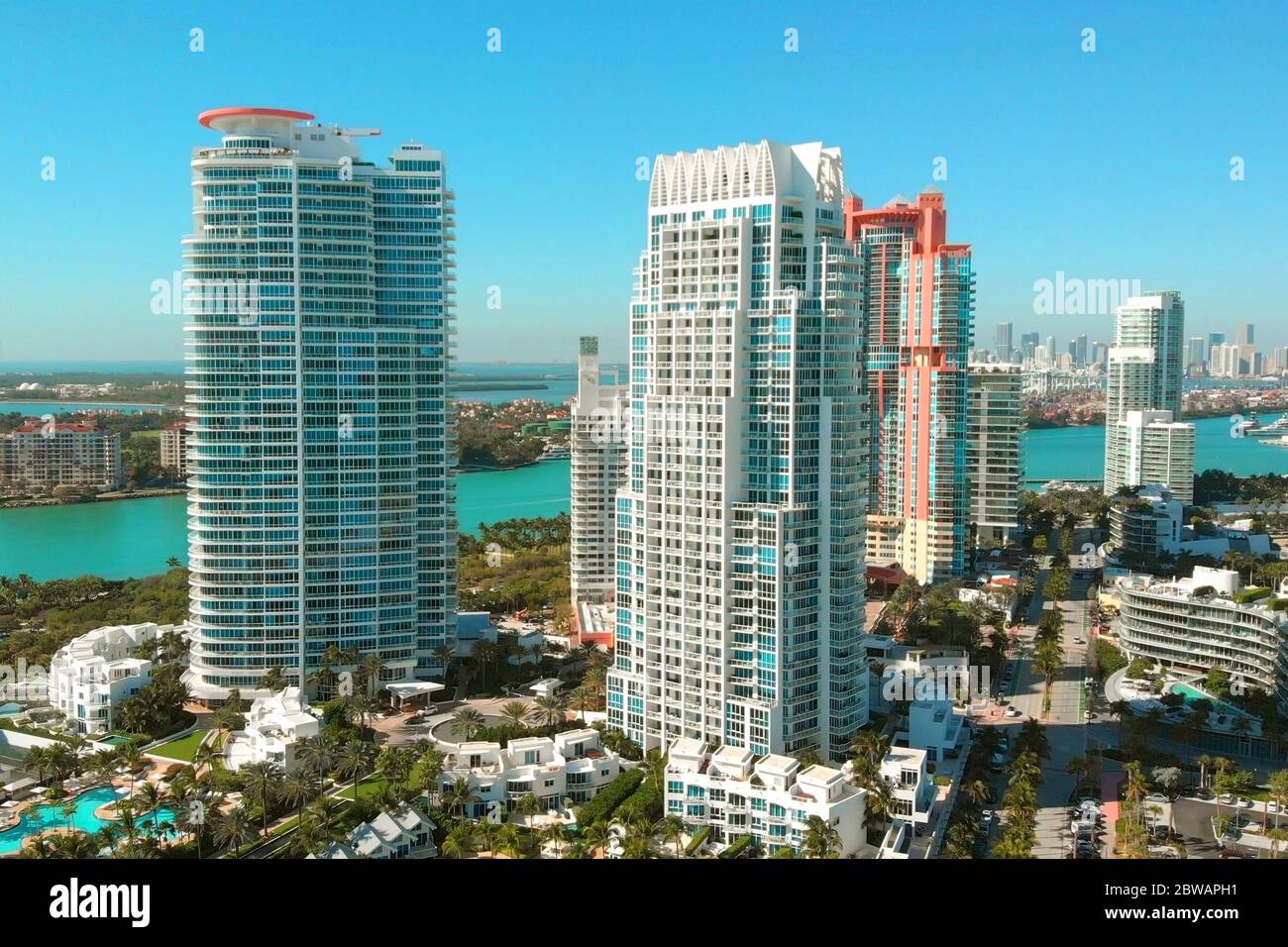 Aerial view near Miami Beach Stock Photo