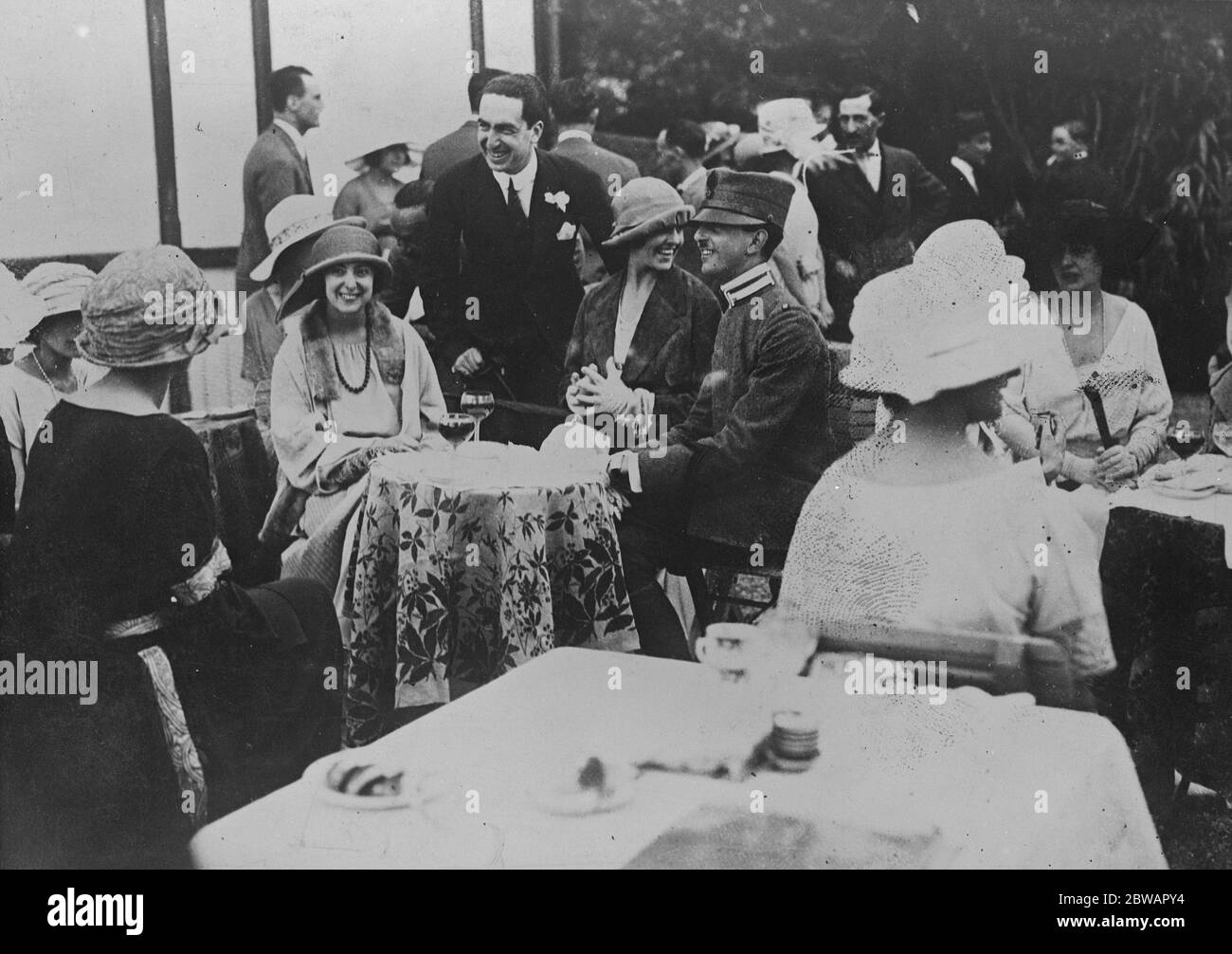 A snap shot of HRH Princess Mafalda of Savoy , the second of King Victor and Queen Helena seate in one of the enclosures at the Italian tennis Championship meeting at Parioli ( Rome ) 22 August 1922 Stock Photo