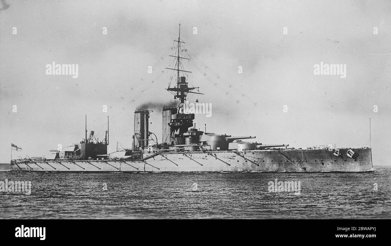 HMS Ajax was the last of the four ships of the King George V-class battleships to be laid down . 16 December 1921 Stock Photo