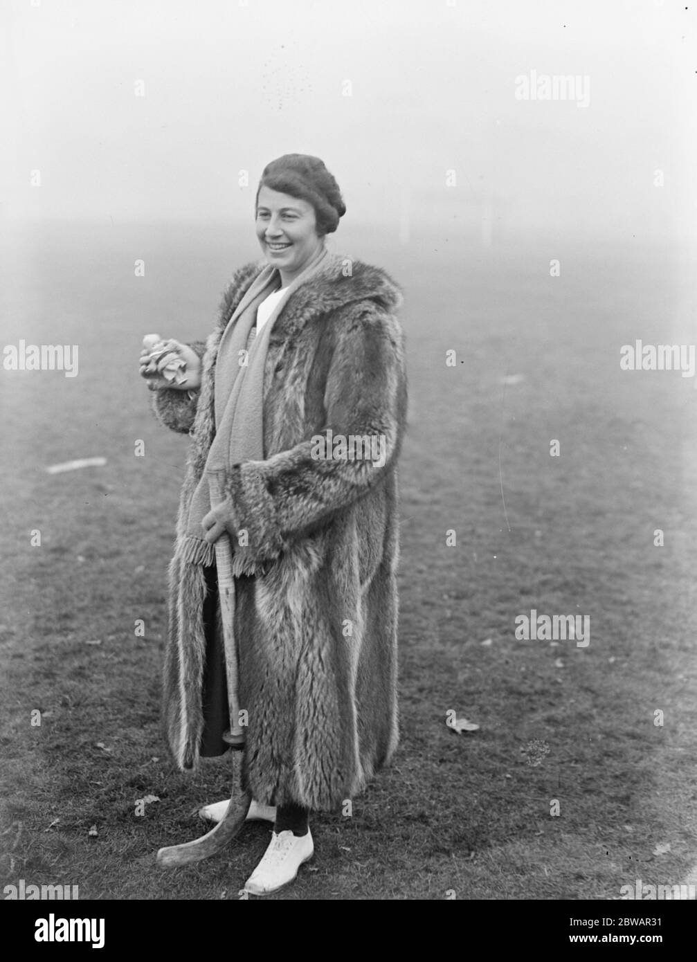 1920 The first American women's field hockey team, All-Philadelphia team competed internationally. Their application to the 1920 Olympics in Antwerp was denied, but they played in an English tournament and lost both games America ' s lady ' s hockey players first match in England . Miss Elizabeth Chester the captain of the USA team with her mascot 4 November 1920 Stock Photo