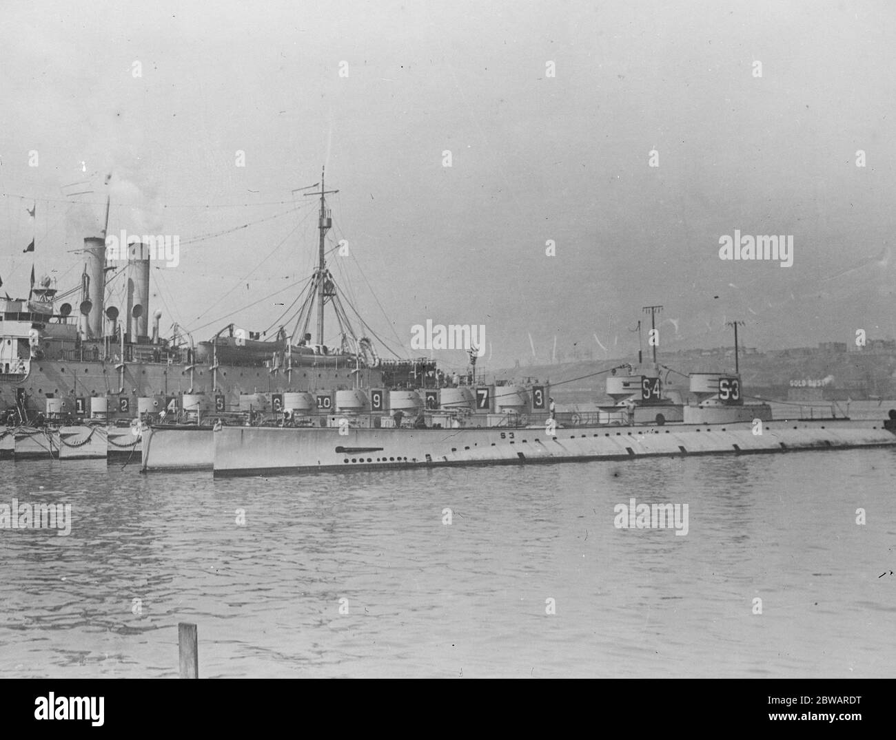 Two submarines of the S type are seen with submarines of the R type 1920 Stock Photo