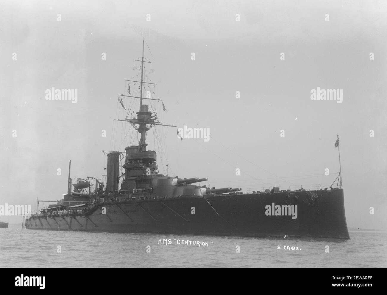 HMS Centurion was the second battleship of the King George V class 1914 Stock Photo