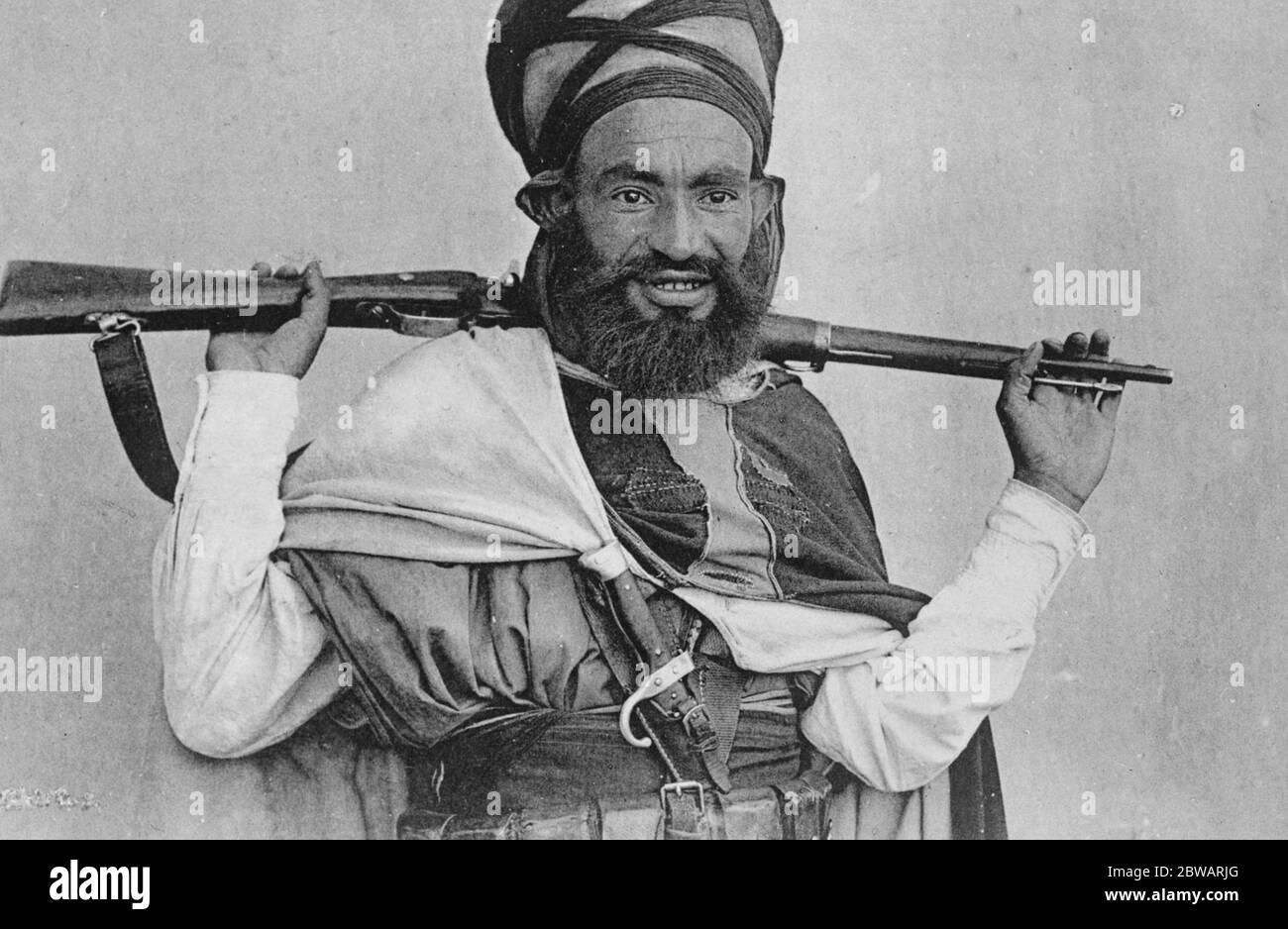 Mohamed Ben Hafid , The Moroccan Outlaw who is badly wanted in Spain 10,000 Peseta on his head His picture has appeared in many of the local papers and has actually been circulated by the Spanish Authorities in picture post card form 13 May 1922 Stock Photo