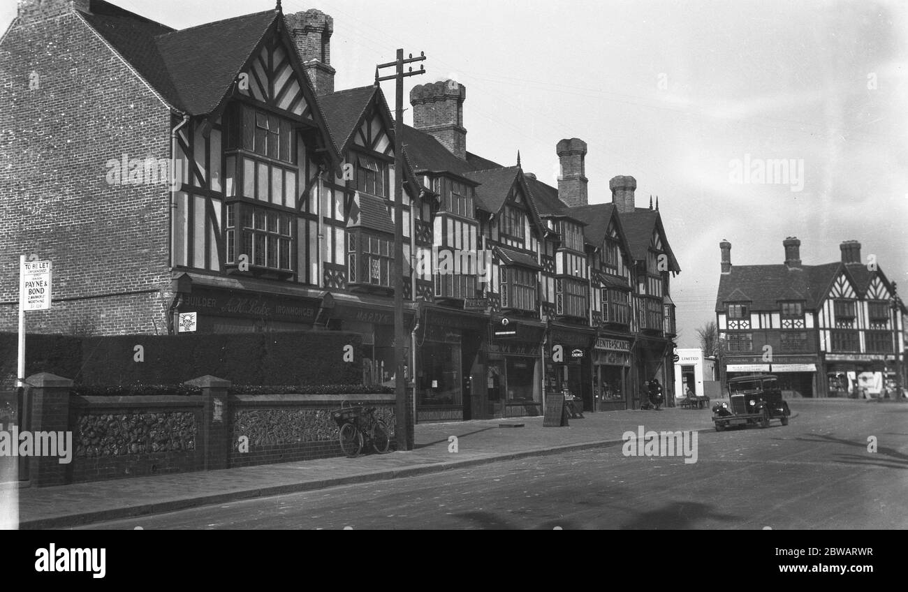 Buildings in the High Street of West Tarring , near Worthing , Sussex . 7 March 1931 Stock Photo