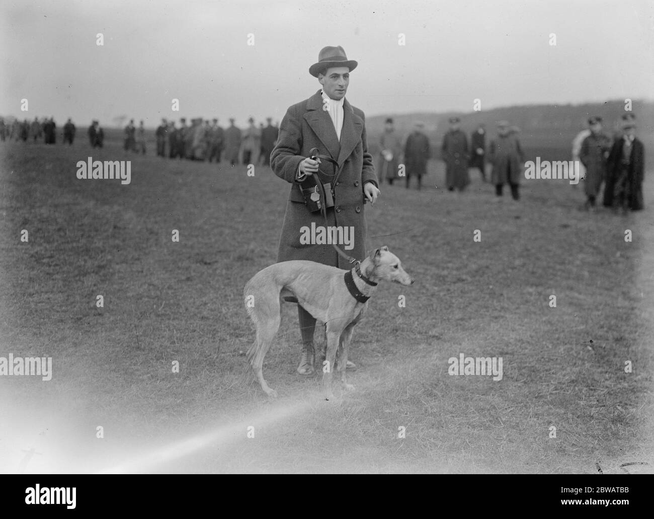 The Waterloo Cup at Altcar Mr S W Beers ' Fighting Force ' the winner of the Waterloo Cup 21 February 1920 Stock Photo