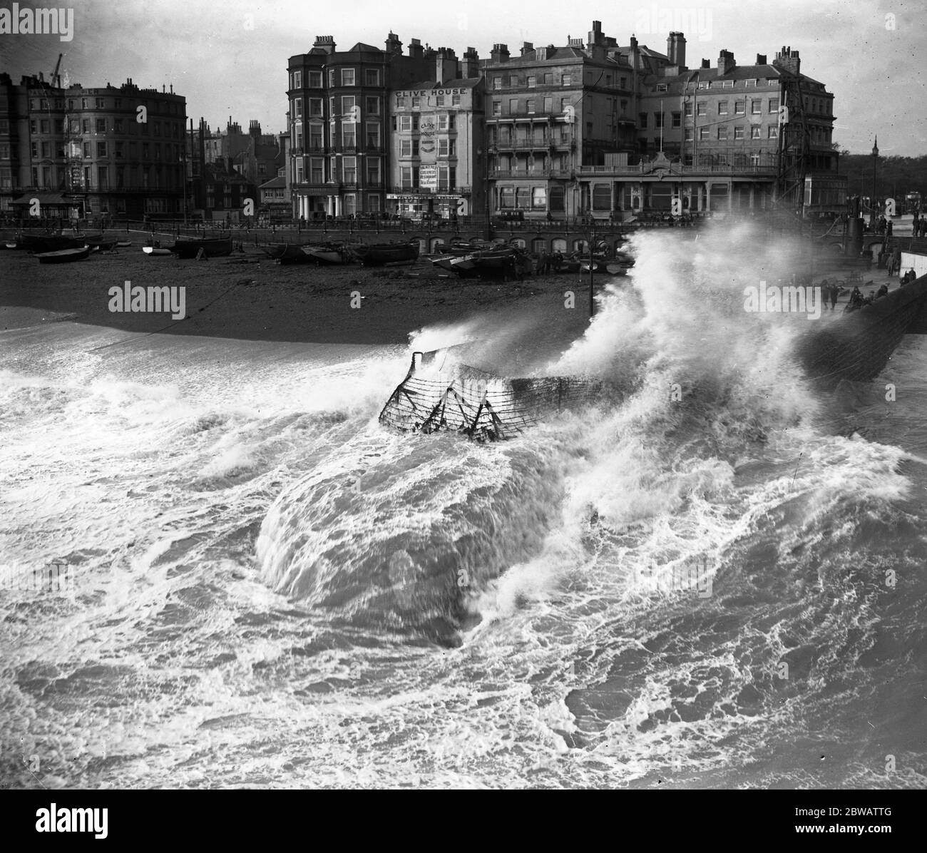Stormy seas at at Brighton . 1929 Stock Photo