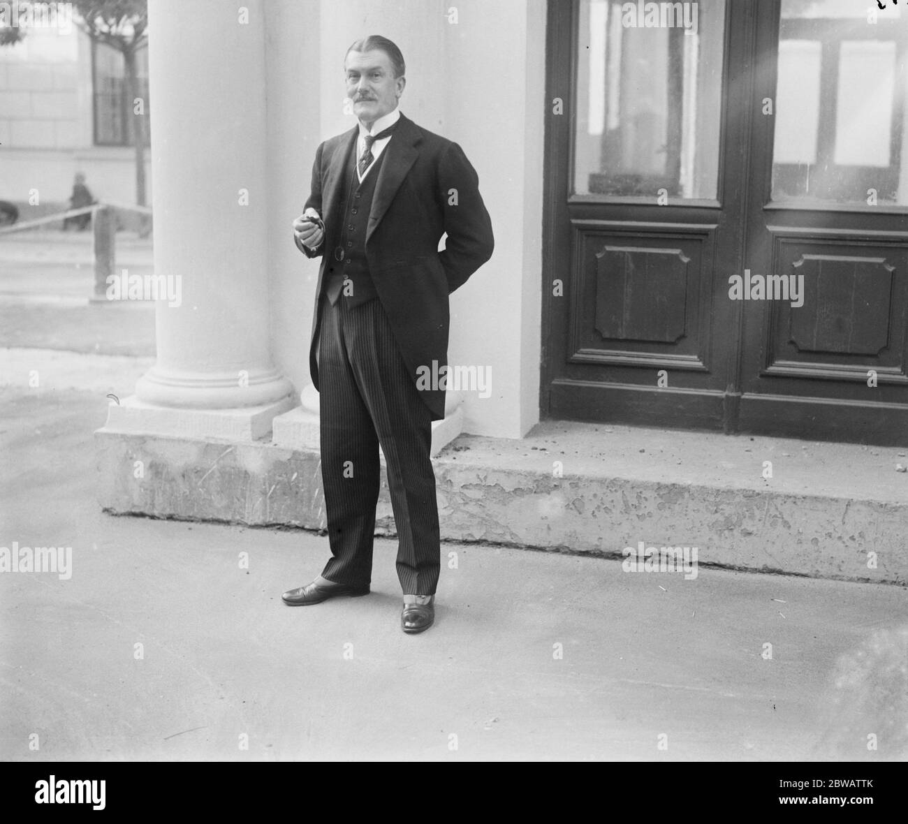 Mr Max Muller , British Minister in Warsaw photographed outside the Embassy . 25 October 1921 Stock Photo