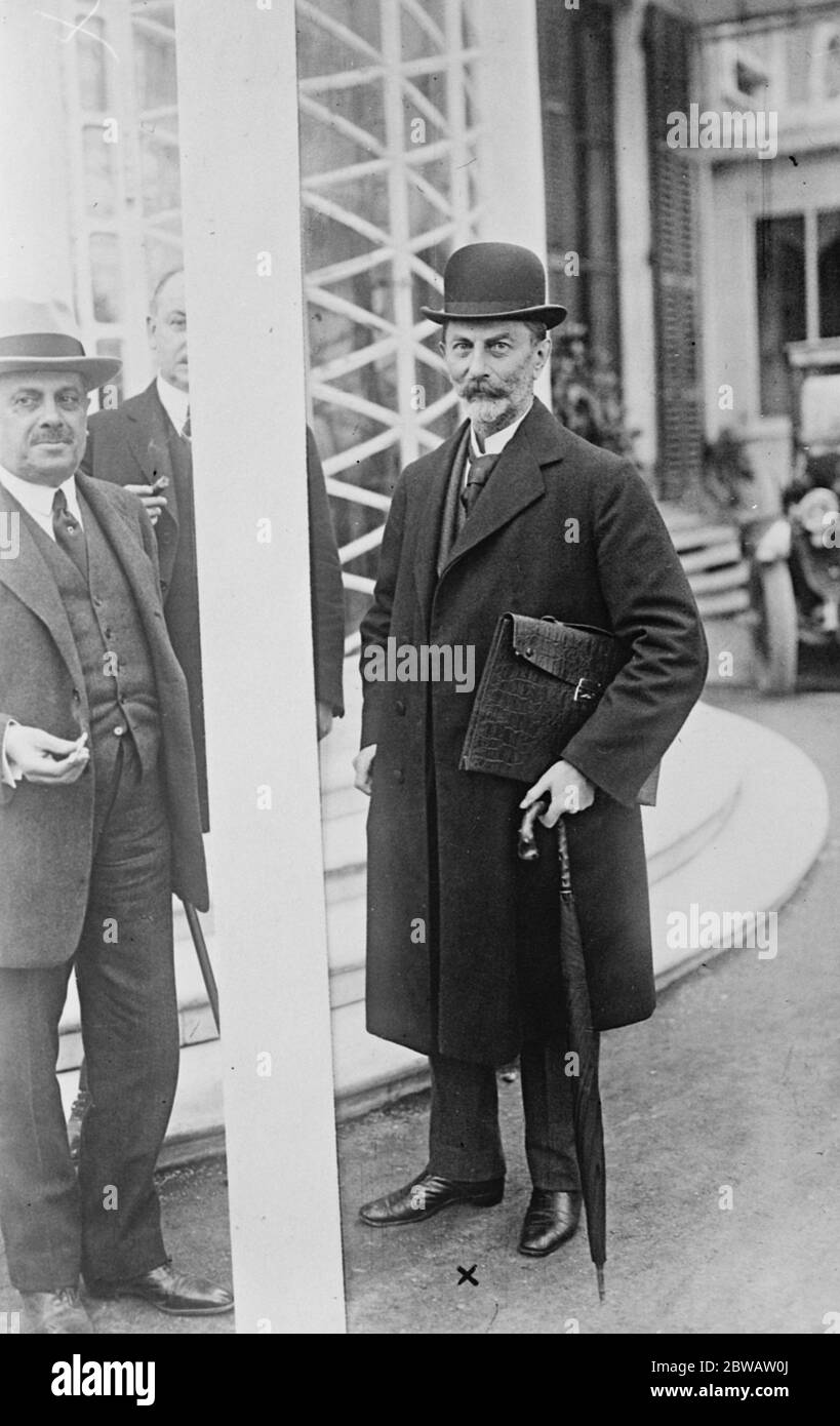 British help for Germany . Herr Havenstein succeeds in his mission . Bank of England to guarantee bonds . Herr Rudolf Havenstein , President of the German Reichsbank , whose visit to London in connection with the financing of the approaching reparations payment destined for Belgium has met with success . 19 September 1922 Stock Photo