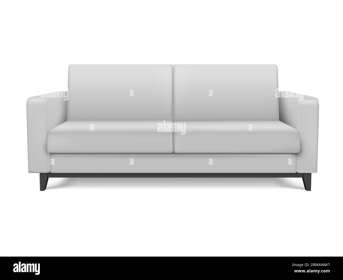 White realistic modern sofa. Furniture for the living room or lounge. Stock Vector