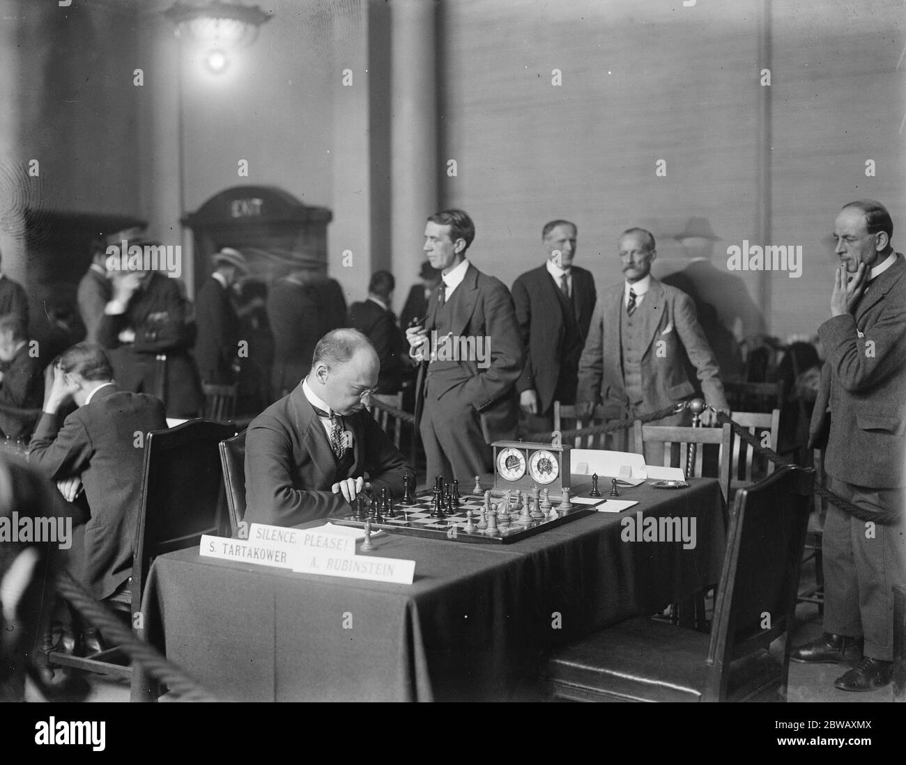 Chess Problems . Striking studies in expression S Tartakower in a puzzling situation 16 August 1922 Savielly Tartakower Stock Photo