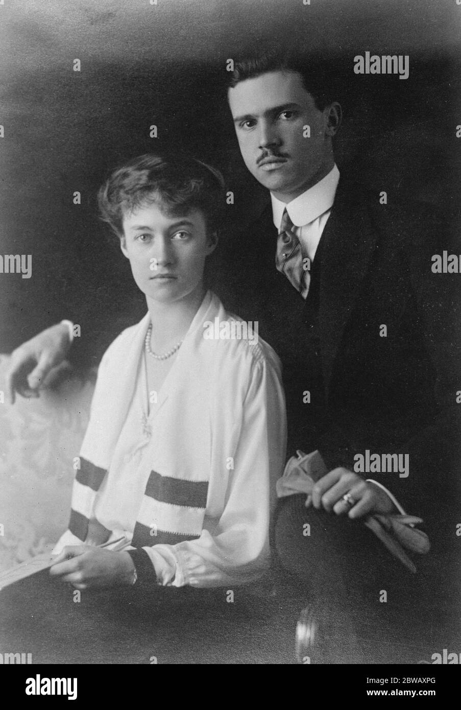 The reigning Grand Duchess Charlotte of Luxembourg with her husband , Prince Felix of of Bourbon Parma 23 January 1923 Stock Photo