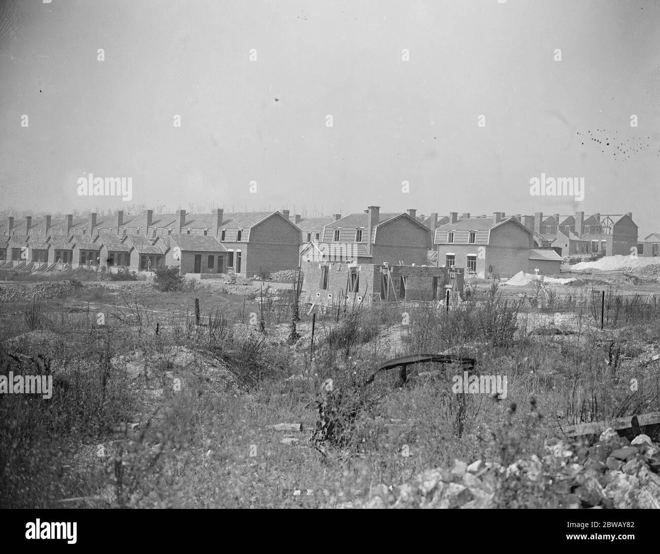 Coal from war wrecked coalfield of Lens . Rows of newly constructed miners dwellings . All the old dwellings are completely wiped out , and everywhere rows of new houses are shooting up . 23 September 1920 Stock Photo