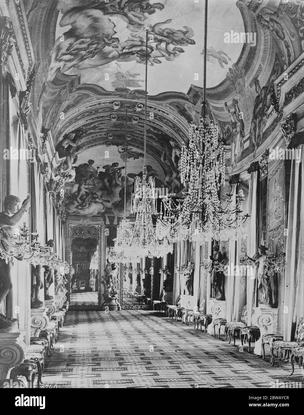 The Genoa Conference The interior of the Royal Palace at Genoa where the important sittings of the Conference will be held 31 Mach 1922 Stock Photo