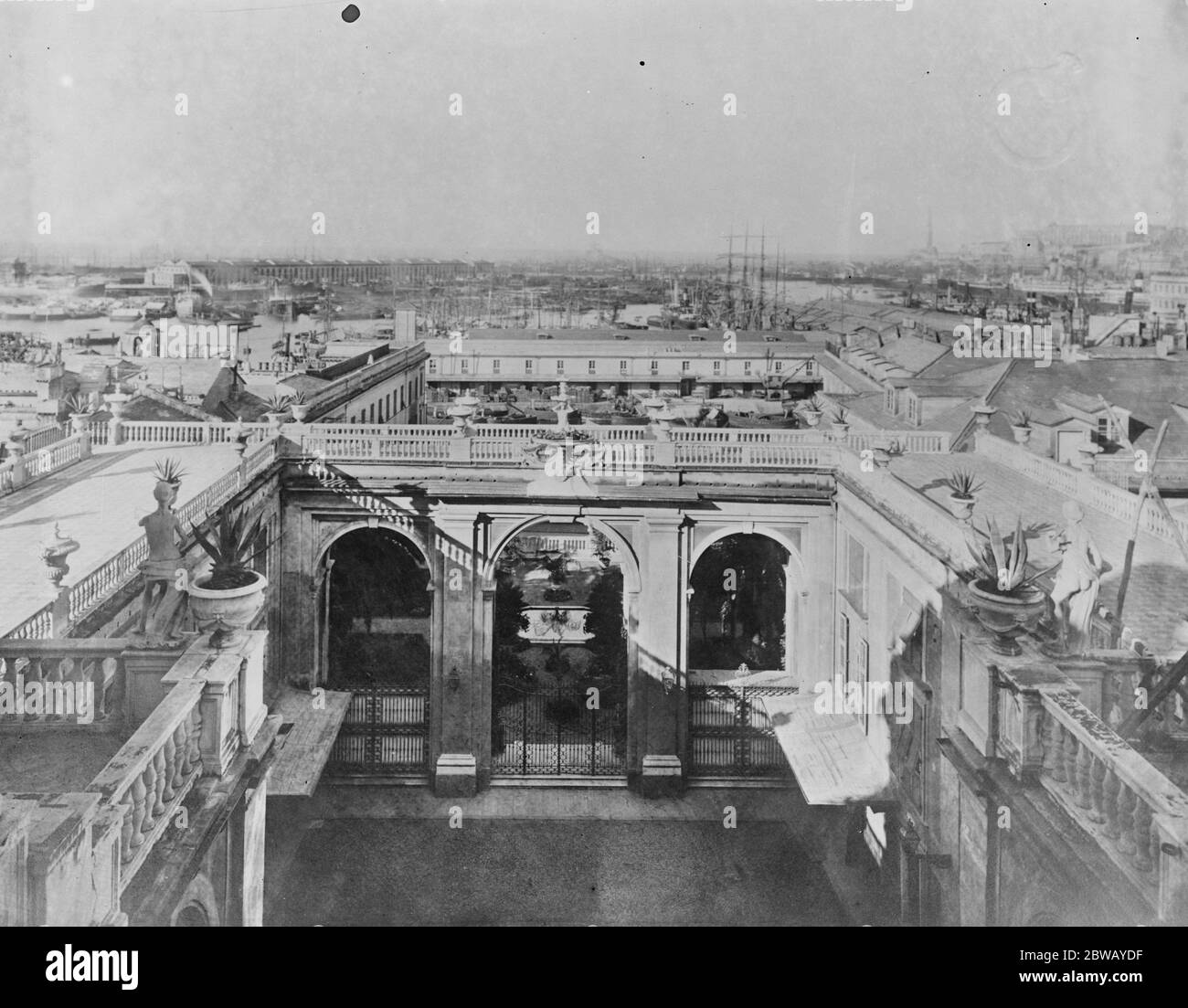 Palazzo Reale gia Durazzo . Il Porto visto dalla Terrazza 1922 Stock Photo