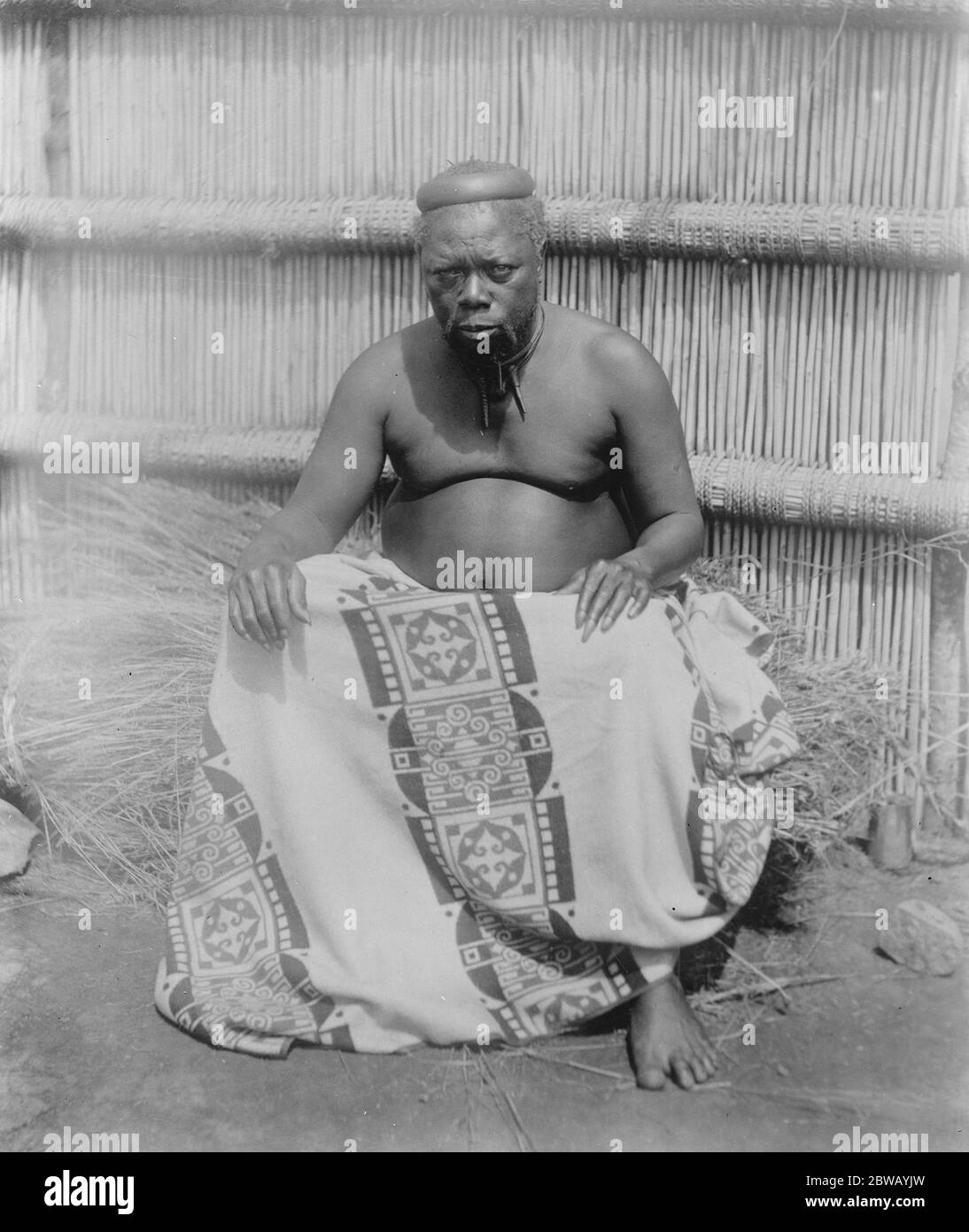 King Sobhusa coming to London . The High Priest of Swaziland . His long finger nails are a testimony to his exalted position . He can make but little use of his hands or the nails would break . 3 January 1923 Stock Photo