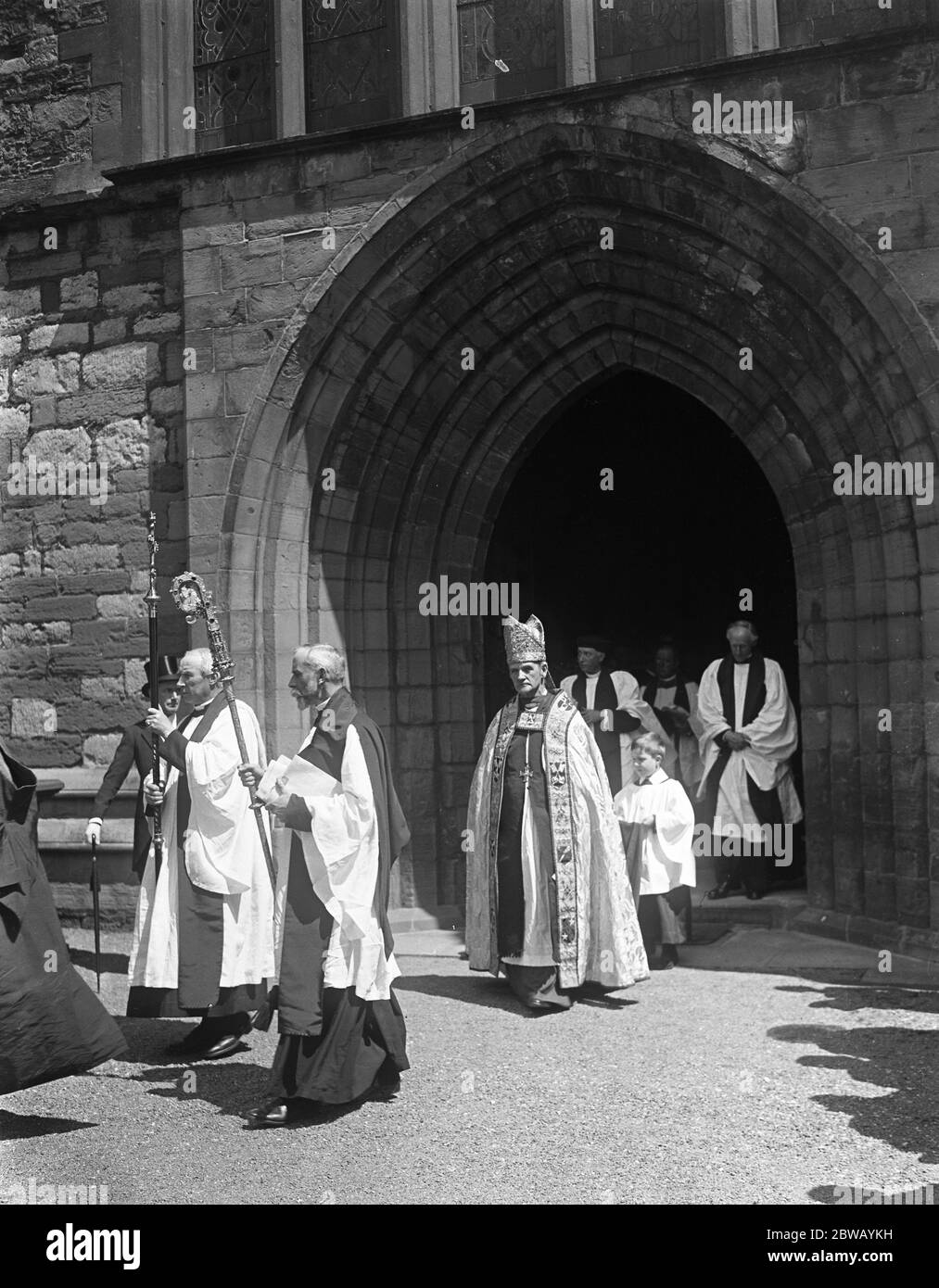 At St Asaph , Wales . Dr Edwards , first Archbishop of Wales leaving the cathedral after his enthronement . 1 June 1920 Stock Photo
