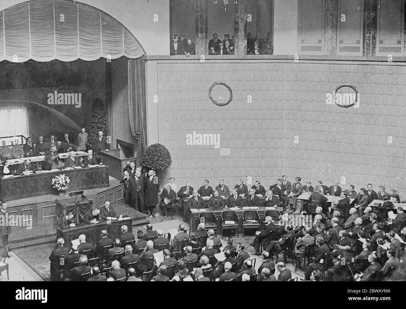 Where the German Parliament is sitting . Interior of building at Stuttgart , Germany 24 March 1920 Stock Photo