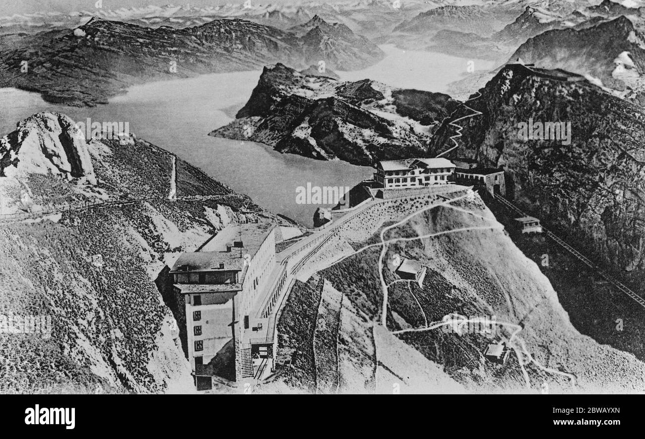 Mount Pilatus and Lake of Lucerne . 27 September 1920 Stock Photo
