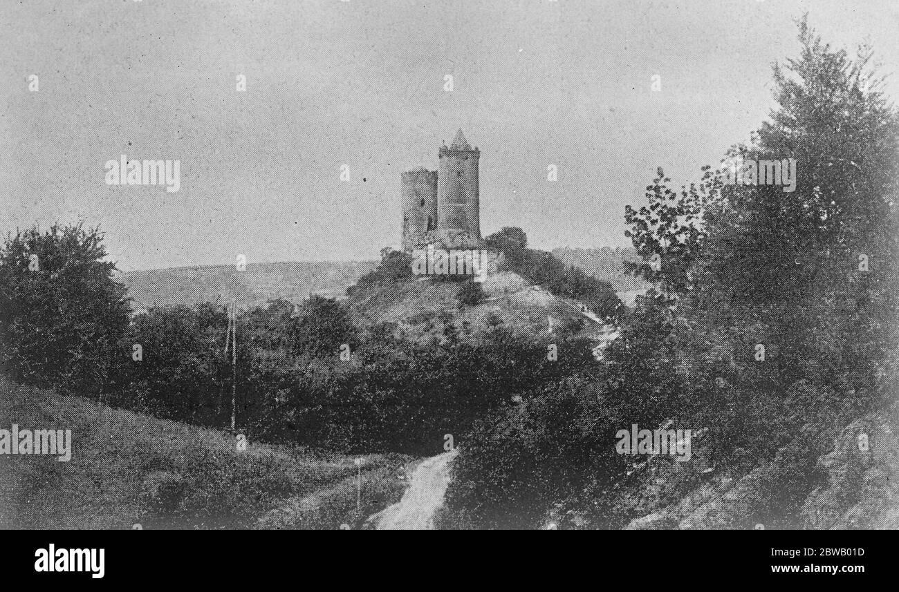 The Castle In Which German Assassins Died Saaleck a ruined castle standing high on a romantic height near Kosen , in the province of Saxony . It was in the tower of the castle that the two assassins of Dr Rathenau the German Foreign Minister show themselves dead 19 July 1922 Stock Photo