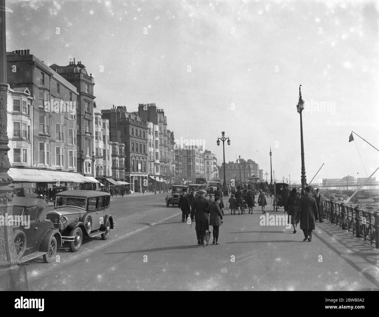 The Promenade and seafront at Brighton , Sussex , looking towards the Palace Pier 1931 Stock Photo