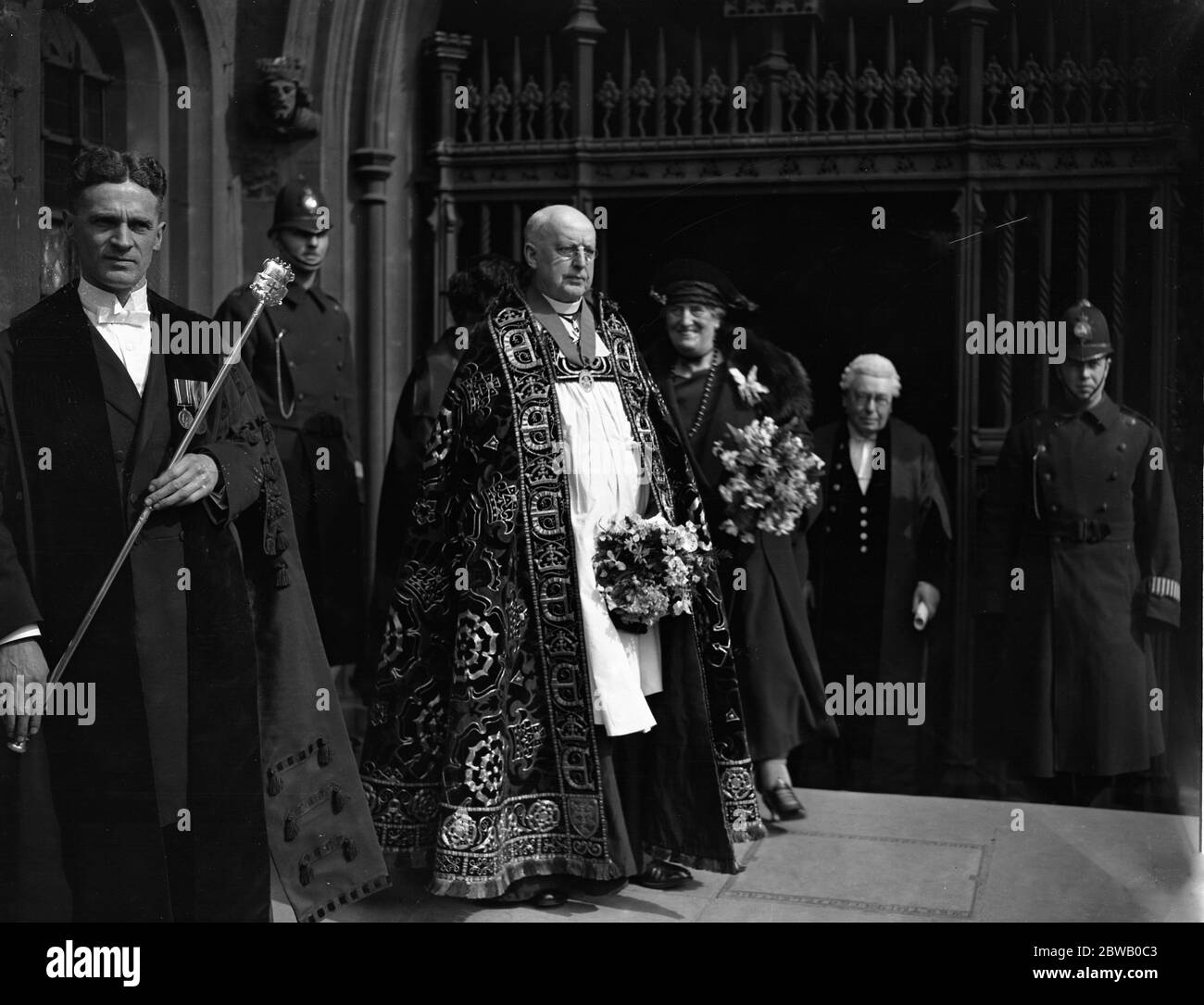 The distribution of Maundy Money at Westminster Abbey . The Dean of Westminster , Dr Foxley Norris . 1 April 1926 Stock Photo