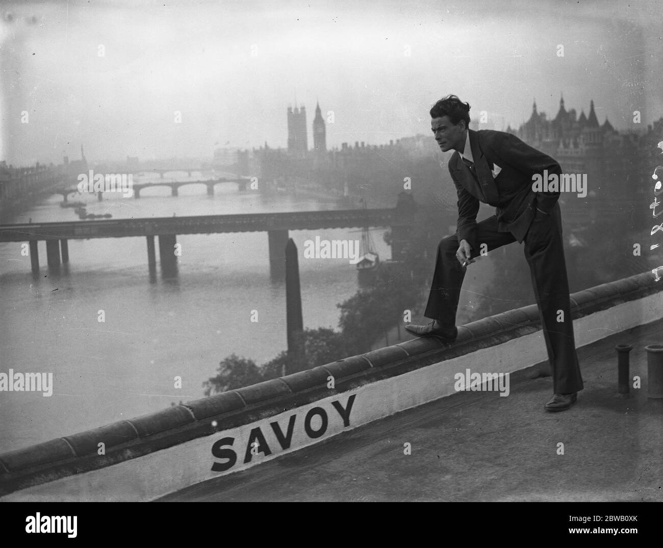 Nils Asther , the Swedish film star , photographed on the roof of the Savoy Hotel , London . 27 March 1935 Stock Photo