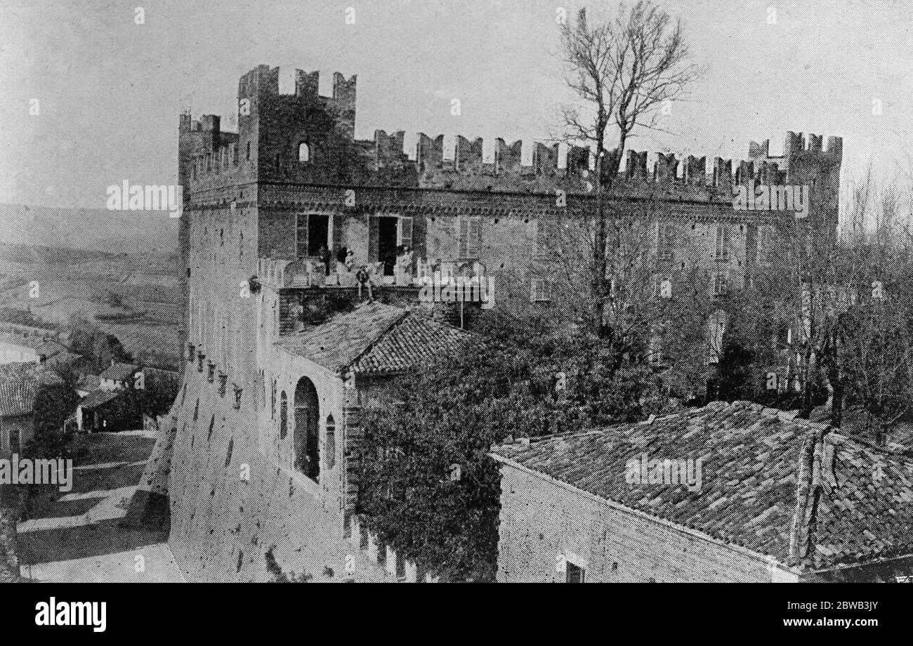 Princess Yolanda 's Castle Home . The Castle of Montemagno , which rises above the little Italian town of Montemagno Monferrato . It is the property of Count Calvi di Bergolo and will be one of the future homes of Princess Yolanda , who is marrying directly after Easter . 26 February 1923 Stock Photo