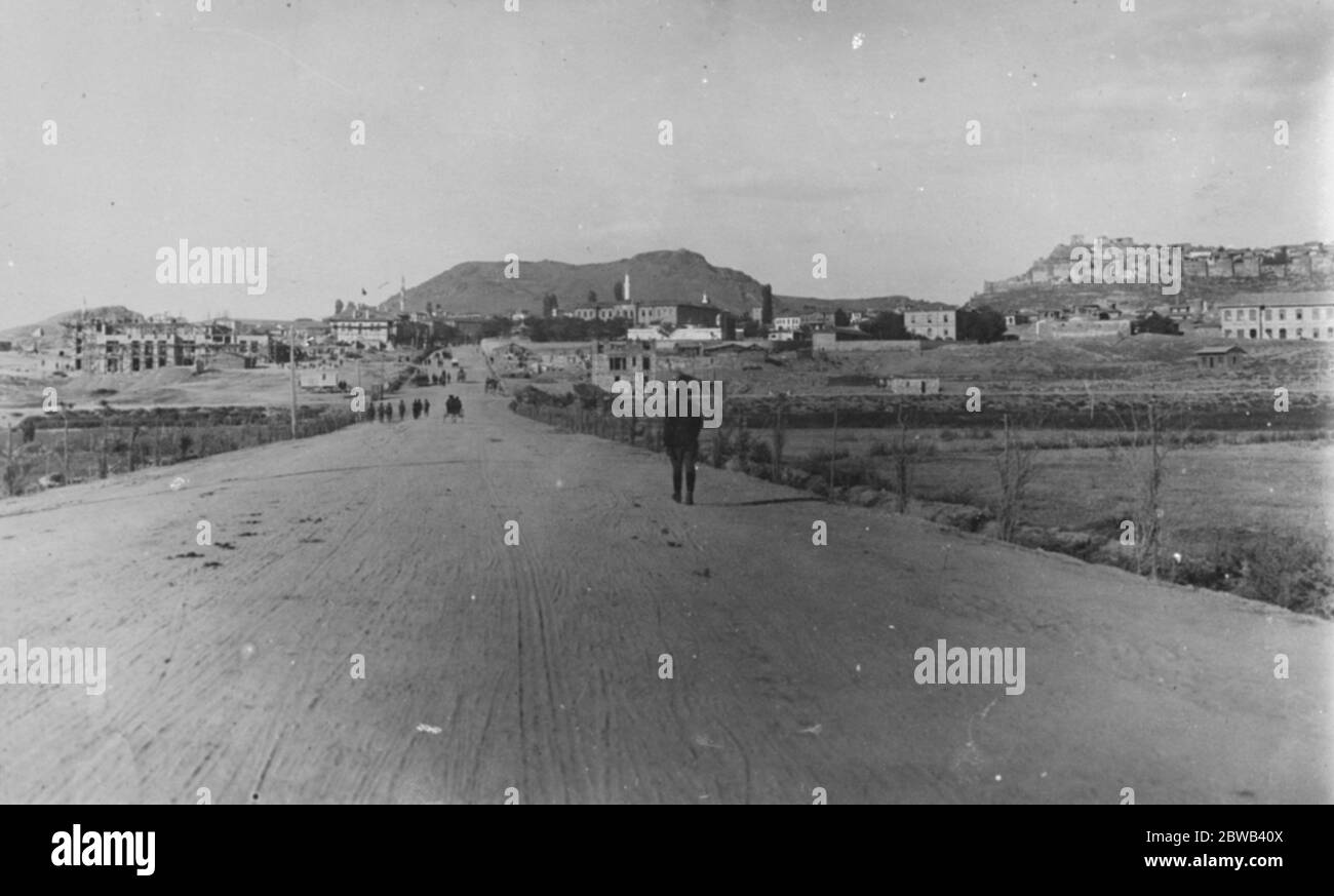 A Worthy New Capital for Turkey Angorra , showing the extensive new building in course of construction and new boulevard which is destined to become the main thoroughfare of the modern time 16 October 1923 Ankara Stock Photo