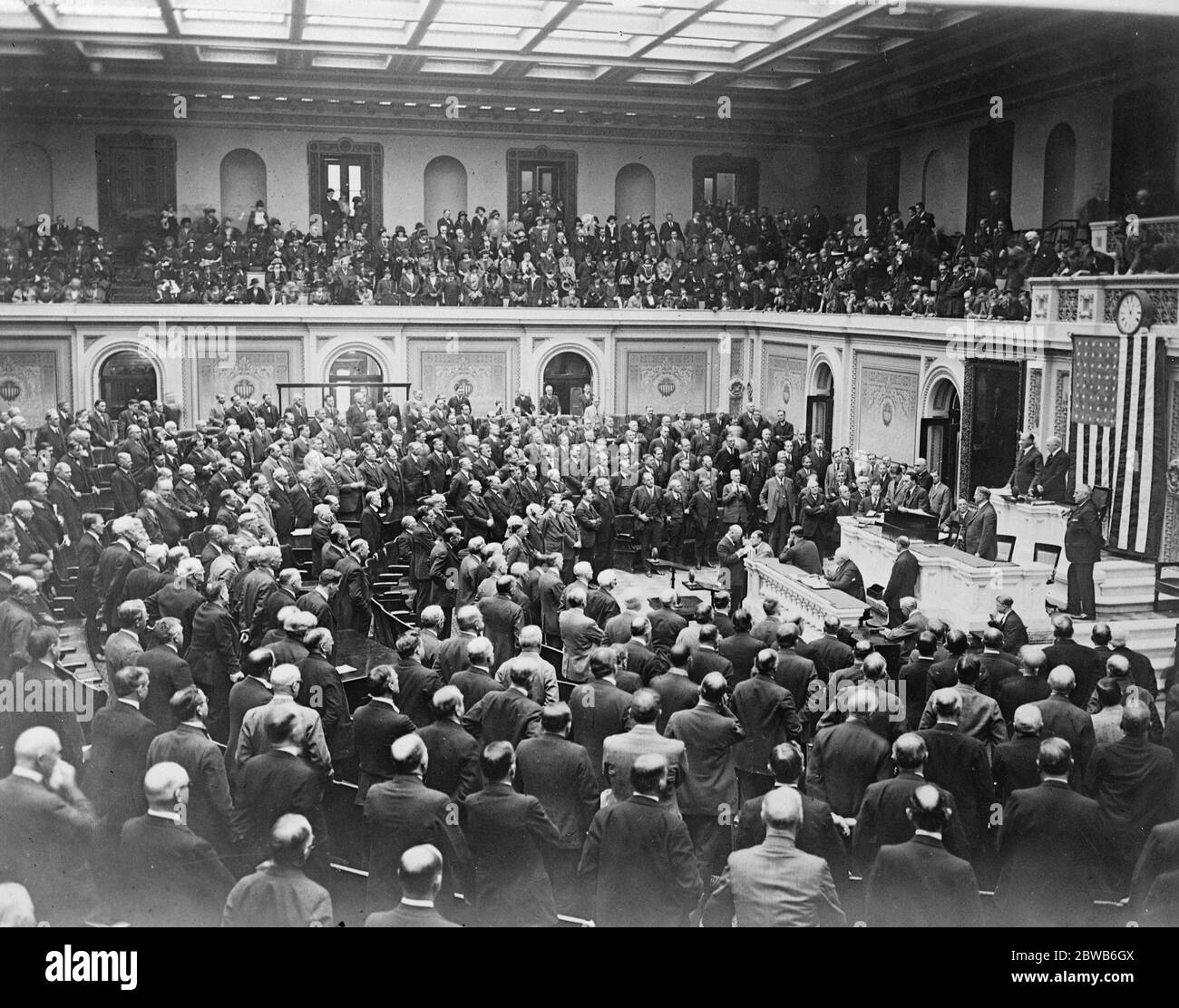 Frederick H Gillett of Massachusetts , was re - elected Speaker of the House of Representatives on 5th December , when the Republican insurgents voted for him for the first time after a deadlock two days previously . 14 December 1923 Stock Photo