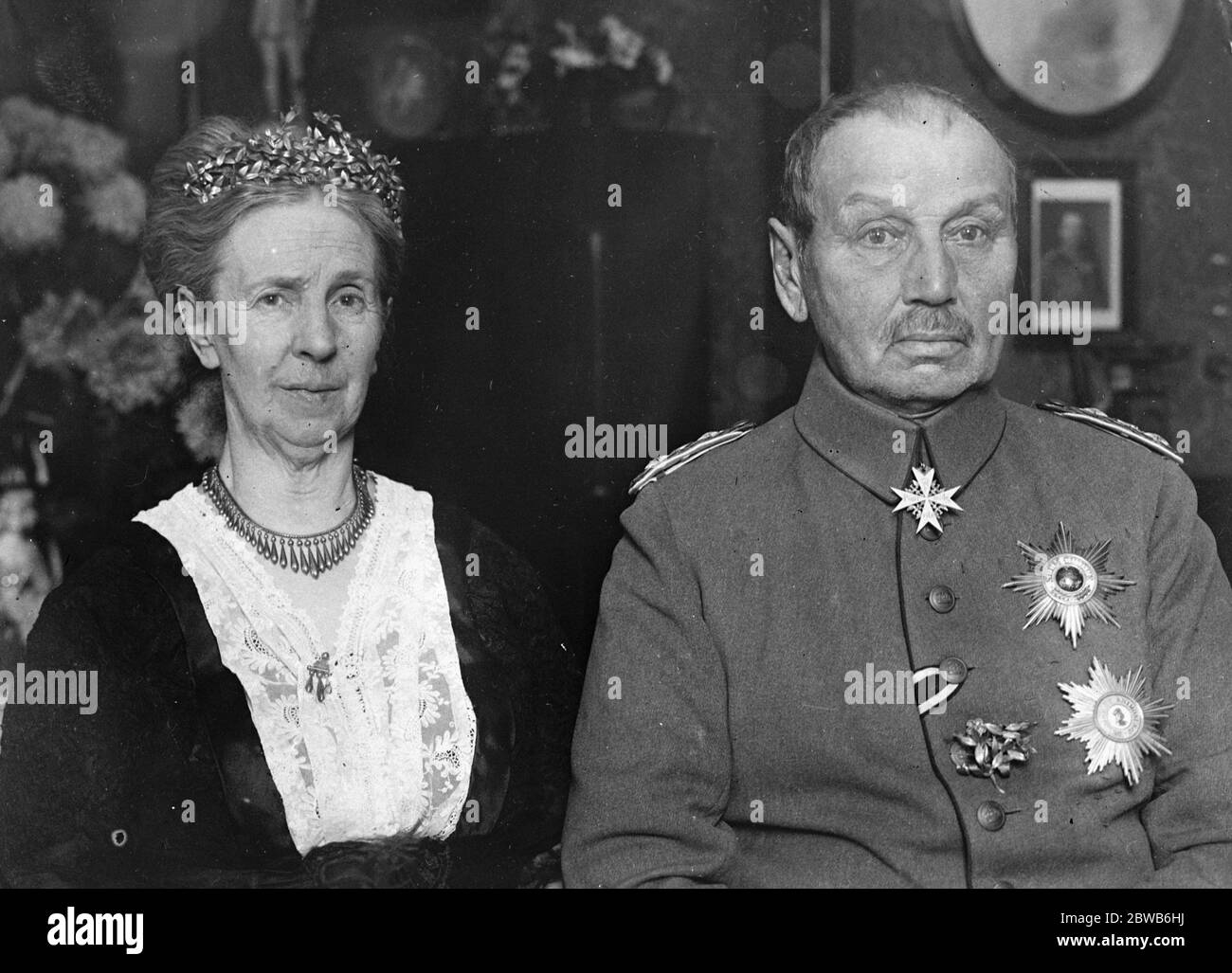 General Alexander von Kluck ' s golden wedding . The leader of the German First Army during the First World War , celebrated his golden wedding in Berlin and received many congratulatory messages and floral tributes . 31 October 1924 Stock Photo