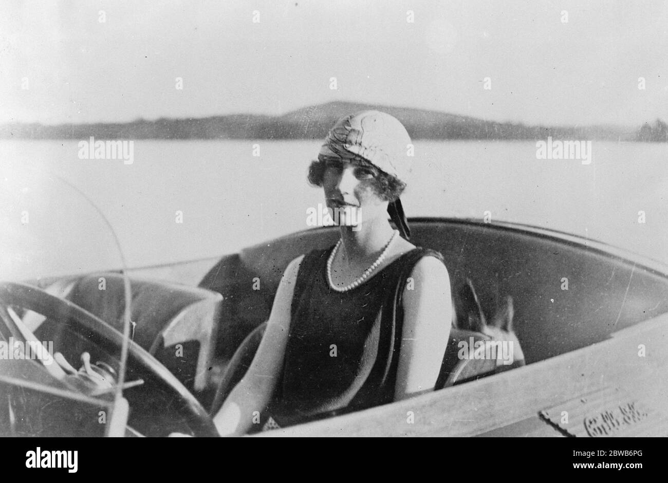Narrow escape for Princess Xenia in burning motor boat . Mrs W B Leeds ( Princess Xenia of Russia ) photographed a few days after her narrow escape on her husband ' s motor boat on a lake near York . Fortunately , her husband was able to extinguish the flames before much damage was done . 19 September 1924 Stock Photo