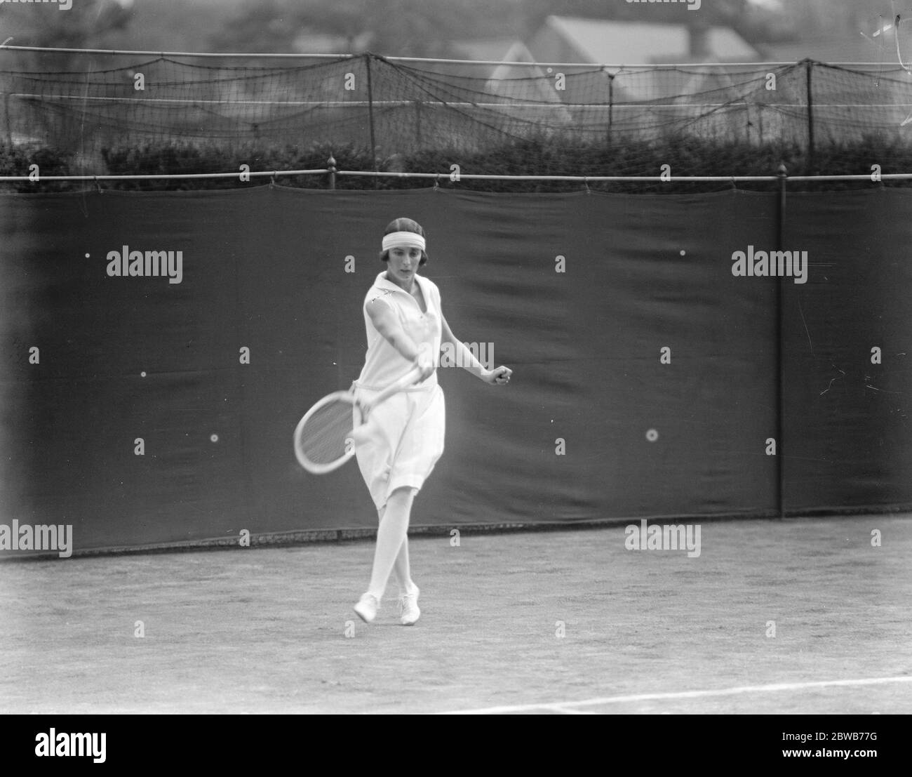Lawn tennis championships at Wimbledon . Mrs Lycett in play . 23 June 1925 Stock Photo