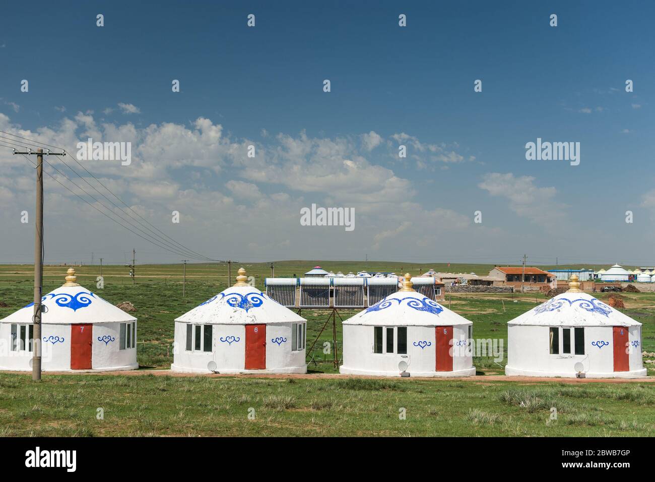 Hohhot, Inner Mongolia Province / China - July 30, 2016: Yurt tents in Inner Mongolia Province of China, near province capital of Hohhot Stock Photo